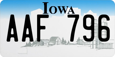 IA license plate AAF796