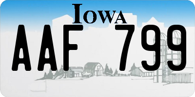 IA license plate AAF799