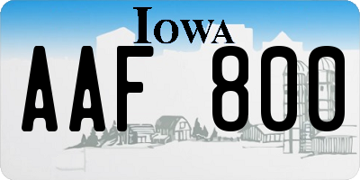 IA license plate AAF800