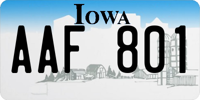 IA license plate AAF801