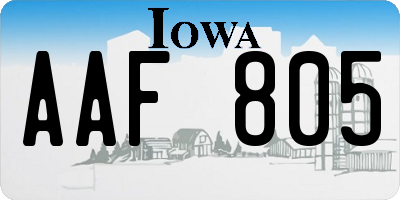 IA license plate AAF805