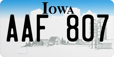 IA license plate AAF807