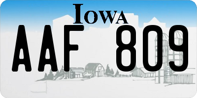 IA license plate AAF809