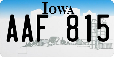 IA license plate AAF815