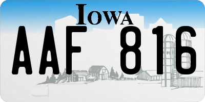 IA license plate AAF816