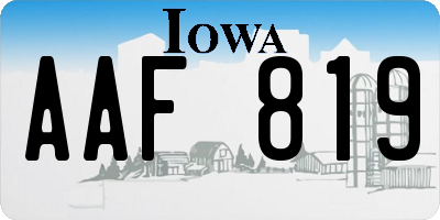 IA license plate AAF819