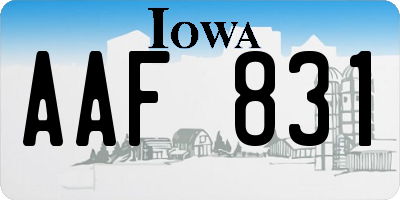 IA license plate AAF831