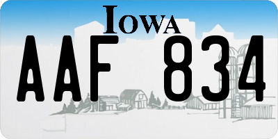 IA license plate AAF834