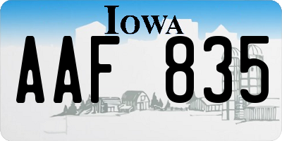 IA license plate AAF835