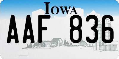 IA license plate AAF836