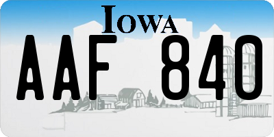 IA license plate AAF840