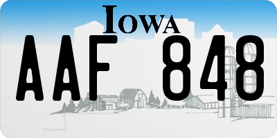 IA license plate AAF848