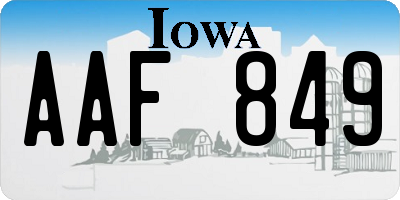 IA license plate AAF849