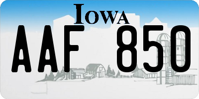 IA license plate AAF850