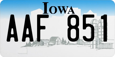 IA license plate AAF851