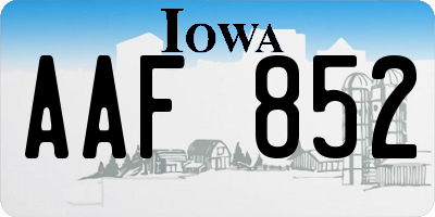 IA license plate AAF852