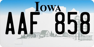 IA license plate AAF858