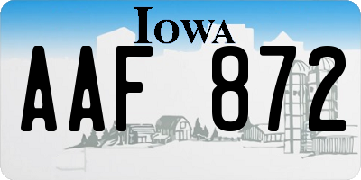 IA license plate AAF872