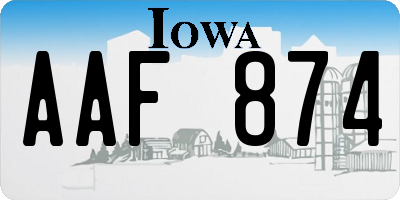 IA license plate AAF874