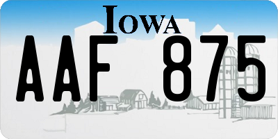 IA license plate AAF875