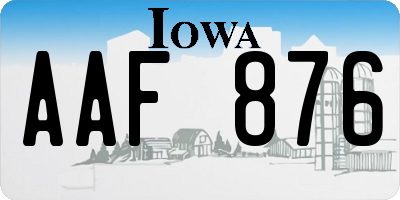 IA license plate AAF876