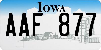 IA license plate AAF877
