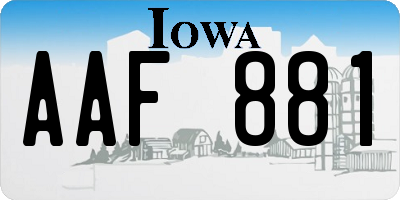 IA license plate AAF881