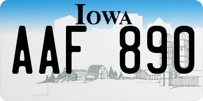 IA license plate AAF890