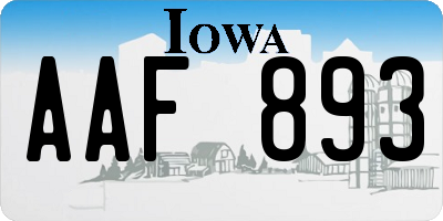 IA license plate AAF893