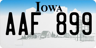 IA license plate AAF899