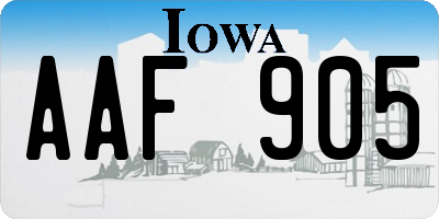 IA license plate AAF905