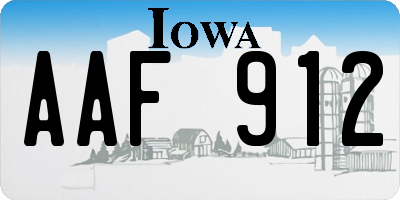 IA license plate AAF912