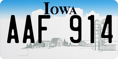 IA license plate AAF914