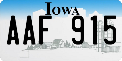 IA license plate AAF915