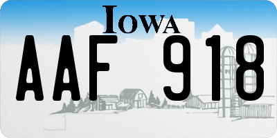 IA license plate AAF918