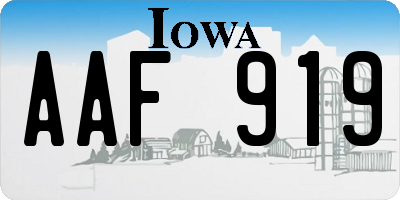 IA license plate AAF919