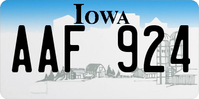 IA license plate AAF924