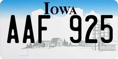 IA license plate AAF925