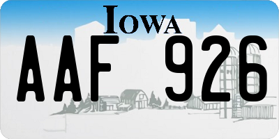 IA license plate AAF926