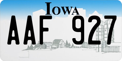 IA license plate AAF927