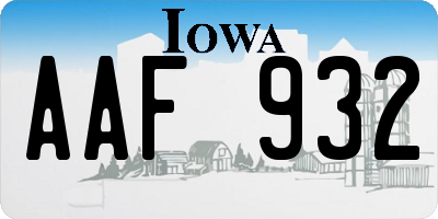 IA license plate AAF932