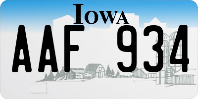 IA license plate AAF934