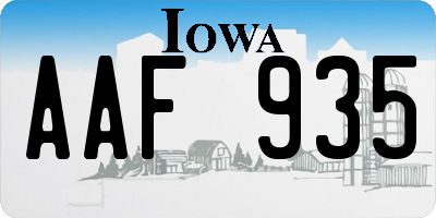 IA license plate AAF935