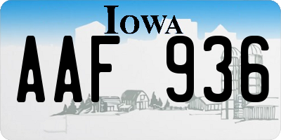 IA license plate AAF936