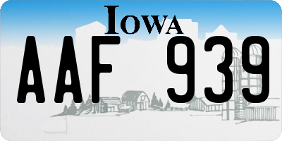 IA license plate AAF939