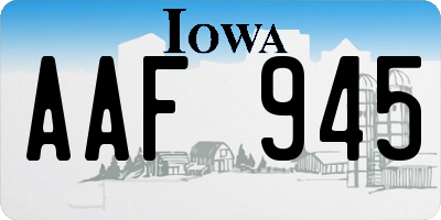 IA license plate AAF945