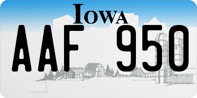 IA license plate AAF950