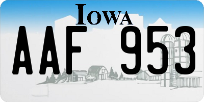 IA license plate AAF953