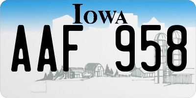 IA license plate AAF958