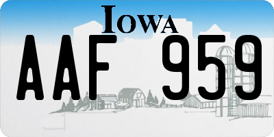 IA license plate AAF959